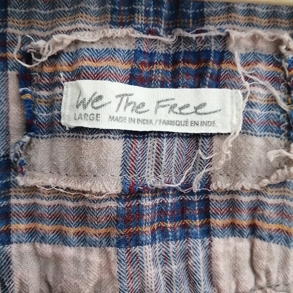 Free People We The Free Jessi Plaid Pleated Trapeze Top Balloon Sleeves Large - Picture 11 of 16